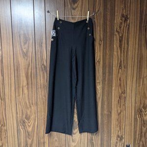 NWT Size M Wide Leg Black Pants w/ Anchor Buttons